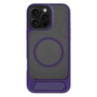 For iPhone 16 Pro Max Kalebol MagSafe Invisible Tilt Holder PC Hybrid TPU Case(Purple) - 1