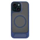For iPhone 14 Kalebol MagSafe Invisible Tilt Holder PC Hybrid TPU Case(Navy Blue) - 1