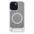 For iPhone 14 Kalebol MagSafe Invisible Tilt Holder PC Hybrid TPU Case(Grey White) - 1