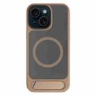 For iPhone 14 Kalebol MagSafe Invisible Tilt Holder PC Hybrid TPU Case(Desert Gold) - 1