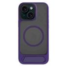 For iPhone 14 Kalebol MagSafe Invisible Tilt Holder PC Hybrid TPU Case(Purple) - 1