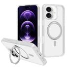 For iPhone 17 Kalebol Rotating Holder MagSafe PC Hybrid TPU Phone Case(White) - 1