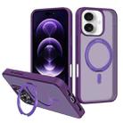 For iPhone 17 Kalebol Rotating Holder MagSafe PC Hybrid TPU Phone Case(Deep Purple) - 1