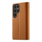 For Samsung Galaxy S25 Ultra 5G Stitching Multi-card Zipper Wallet Leather Phone Case with Short Strap(Brown) - 3