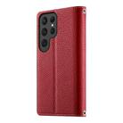 For Samsung Galaxy S25 Ultra 5G Stitching Multi-card Zipper Wallet Leather Phone Case with Short Strap(Red) - 3