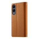 For Samsung Galaxy S25 Edge 5G Stitching Multi-card Zipper Wallet Leather Phone Case with Short Strap(Brown) - 3
