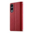 For Samsung Galaxy S25 Edge 5G Stitching Multi-card Zipper Wallet Leather Phone Case with Short Strap(Red) - 3