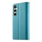 For Samsung Galaxy S24 FE 5G Stitching Multi-card Zipper Wallet Leather Phone Case with Short Strap(Blue) - 3
