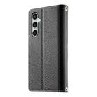 For Samsung Galaxy S24 FE 5G Stitching Multi-card Zipper Wallet Leather Phone Case with Short Strap(Black) - 3