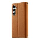 For Samsung Galaxy S24 FE 5G Stitching Multi-card Zipper Wallet Leather Phone Case with Short Strap(Brown) - 3
