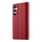 For Samsung Galaxy S24 FE 5G Stitching Multi-card Zipper Wallet Leather Phone Case with Short Strap(Red) - 3