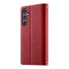For Samsung Galaxy S24 5G / S25 5G Stitching Multi-card Zipper Wallet Leather Phone Case with Short Strap(Red) - 3