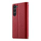 For Samsung Galaxy S23 5G Stitching Multi-card Zipper Wallet Leather Phone Case with Short Strap(Red) - 3
