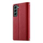 For Samsung Galaxy S22+ 5G Stitching Multi-card Zipper Wallet Leather Phone Case with Short Strap(Red) - 3