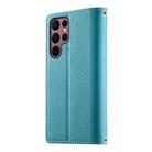 For Samsung Galaxy S22 Ultra 5G Stitching Multi-card Zipper Wallet Leather Phone Case with Short Strap(Blue) - 3