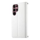 For Samsung Galaxy S22 Ultra 5G Stitching Multi-card Zipper Wallet Leather Phone Case with Short Strap(White) - 3
