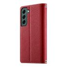 For Samsung Galaxy S22 5G Stitching Multi-card Zipper Wallet Leather Phone Case with Short Strap(Red) - 3