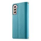 For Samsung Galaxy S21+ 5G Stitching Multi-card Zipper Wallet Leather Phone Case with Short Strap(Blue) - 3