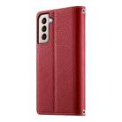 For Samsung Galaxy S21+ 5G Stitching Multi-card Zipper Wallet Leather Phone Case with Short Strap(Red) - 3