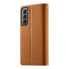 For Samsung Galaxy S21 5G Stitching Multi-card Zipper Wallet Leather Phone Case with Short Strap(Brown) - 3