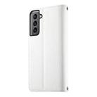 For Samsung Galaxy S21 5G Stitching Multi-card Zipper Wallet Leather Phone Case with Short Strap(White) - 3