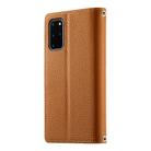 For Samsung Galaxy S20+ Stitching Multi-card Zipper Wallet Leather Phone Case with Short Strap(Brown) - 3