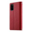 For Samsung Galaxy S20+ Stitching Multi-card Zipper Wallet Leather Phone Case with Short Strap(Red) - 3