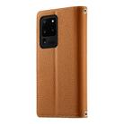 For Samsung Galaxy S20 Ultra Stitching Multi-card Zipper Wallet Leather Phone Case with Short Strap(Brown) - 3
