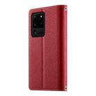 For Samsung Galaxy S20 Ultra Stitching Multi-card Zipper Wallet Leather Phone Case with Short Strap(Red) - 3