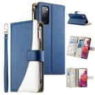For Samsung Galaxy S20 FE Stitching Multi-card Zipper Wallet Leather Phone Case with Short Strap(Dark Blue) - 1