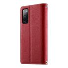 For Samsung Galaxy S20 FE Stitching Multi-card Zipper Wallet Leather Phone Case with Short Strap(Red) - 3