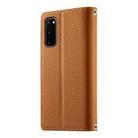 For Samsung Galaxy S20 Stitching Multi-card Zipper Wallet Leather Phone Case with Short Strap(Brown) - 3
