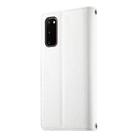 For Samsung Galaxy S20 Stitching Multi-card Zipper Wallet Leather Phone Case with Short Strap(White) - 3
