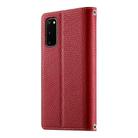 For Samsung Galaxy S20 Stitching Multi-card Zipper Wallet Leather Phone Case with Short Strap(Red) - 3