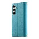 For Samsung Galaxy S25 FE 5G Stitching Multi-card Zipper Wallet Leather Phone Case with Short Strap(Blue) - 3