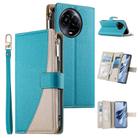 For Realme 11 5G / 11x / C67 5G / Narzo 60x Stitching Multi-card Zipper Wallet Leather Phone Case with Short Strap(Blue) - 1