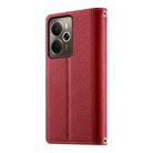 For Realme 14 / Realme P3 5G Stitching Multi-card Zipper Wallet Leather Phone Case with Short Strap(Red) - 3