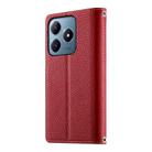 For Realme C63 4G / C61 4G Global / India Stitching Multi-card Zipper Wallet Leather Phone Case with Short Strap(Red) - 3