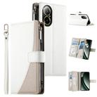 For Realme C67 4G / Realme 12 Lite Global Stitching Multi-card Zipper Wallet Leather Phone Case with Short Strap(White) - 1