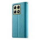 For Xiaomi 14T Stitching Multi-card Zipper Wallet Leather Phone Case with Short Strap(Blue) - 3