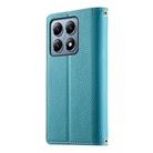 For Xiaomi 14T Pro Stitching Multi-card Zipper Wallet Leather Phone Case with Short Strap(Blue) - 3