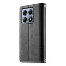 For Xiaomi 14T Pro Stitching Multi-card Zipper Wallet Leather Phone Case with Short Strap(Black) - 3