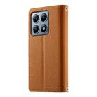 For Xiaomi 14T Pro Stitching Multi-card Zipper Wallet Leather Phone Case with Short Strap(Brown) - 3