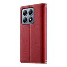 For Xiaomi 14T Pro Stitching Multi-card Zipper Wallet Leather Phone Case with Short Strap(Red) - 3