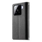 For Xiaomi 15 Stitching Multi-card Zipper Wallet Leather Phone Case with Short Strap(Black) - 3