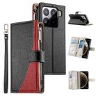 For Xiaomi 15 Pro Stitching Multi-card Zipper Wallet Leather Phone Case with Short Strap(Black) - 1