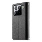 For Xiaomi 15 Pro Stitching Multi-card Zipper Wallet Leather Phone Case with Short Strap(Black) - 3
