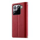 For Xiaomi 15 Pro Stitching Multi-card Zipper Wallet Leather Phone Case with Short Strap(Red) - 3