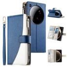 For Xiaomi 15 Ultra Stitching Multi-card Zipper Wallet Leather Phone Case with Short Strap(Dark Blue) - 1