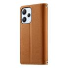 For Redmi 12 4G / 5G / Note 12R Stitching Multi-card Zipper Wallet Leather Phone Case with Short Strap(Brown) - 3